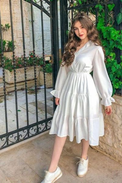 Pure White Dress with White Sneakers-sneaker ball ideas