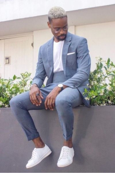 Dark Grey Suit with White Sneakers-sneaker ball ideas