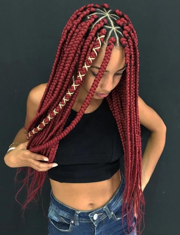 Parted Braids with Elastic Accessories