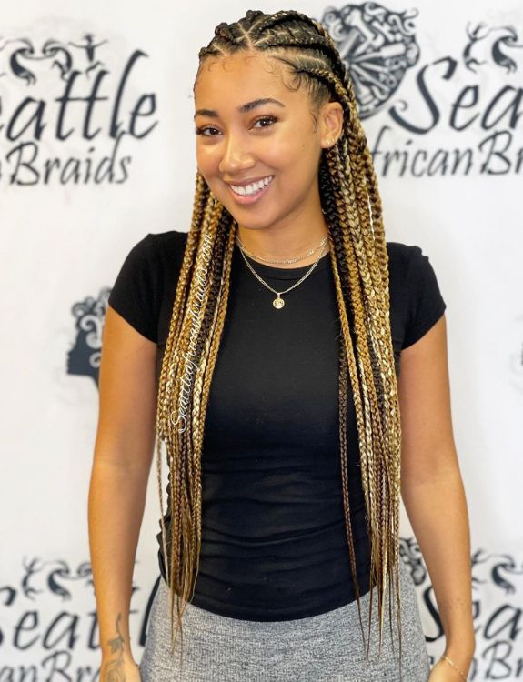 Mixed Middle-Part Braid-Tribal Braids
