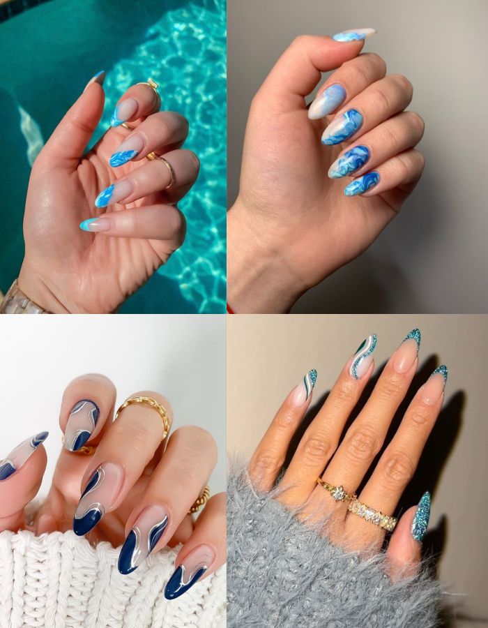 blue swiral nails