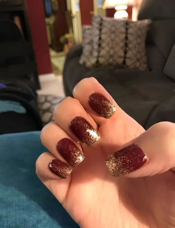 Ombre from burgundy to gold