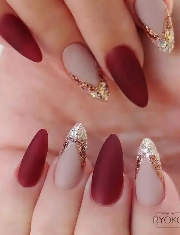 matte burgundy nails 